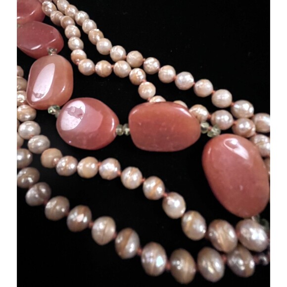 Vintage Victorian Revival Coral Agate Beaded Bracelet Chunky - Picture 7 of 12